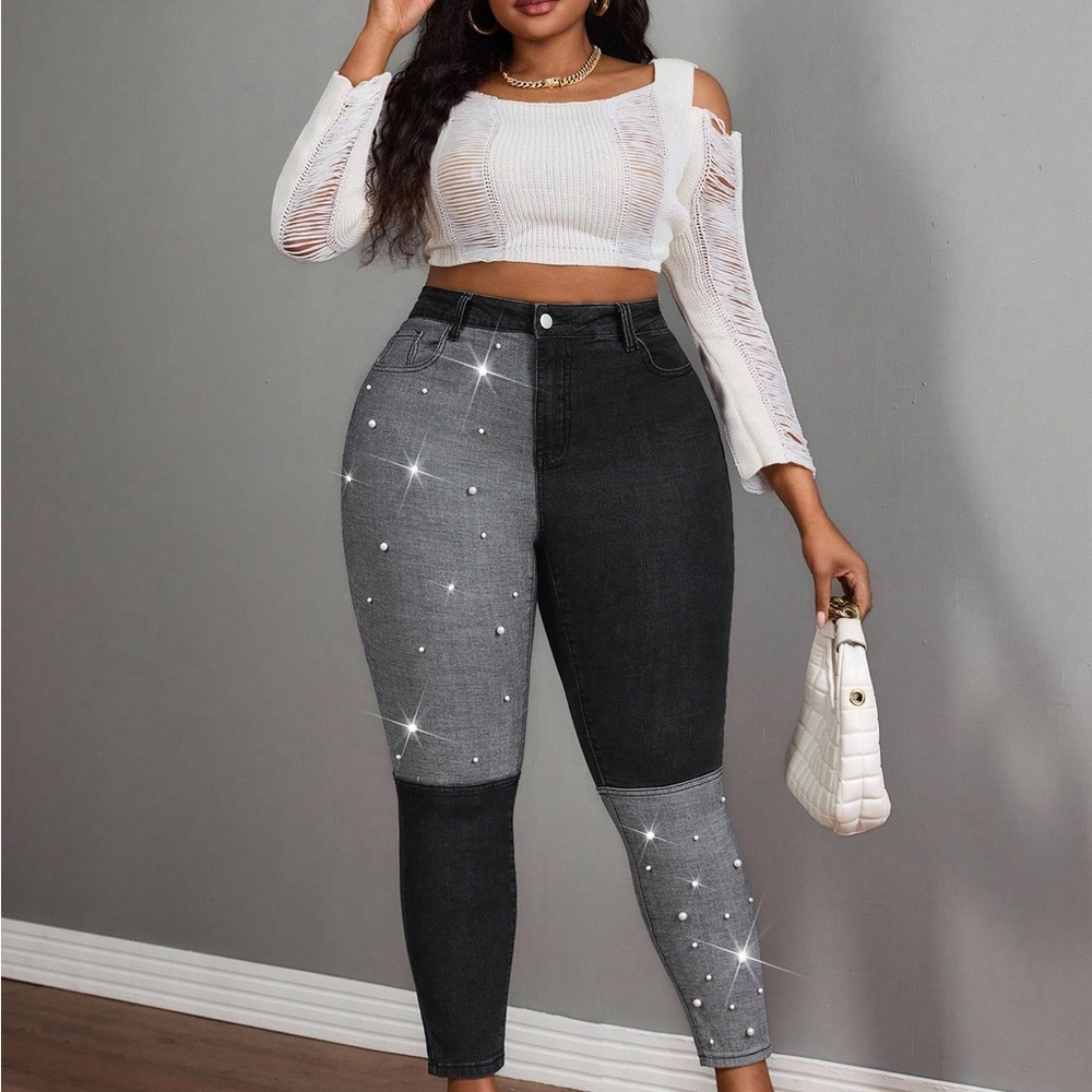 Stylish Black and Gray Women's Jeans